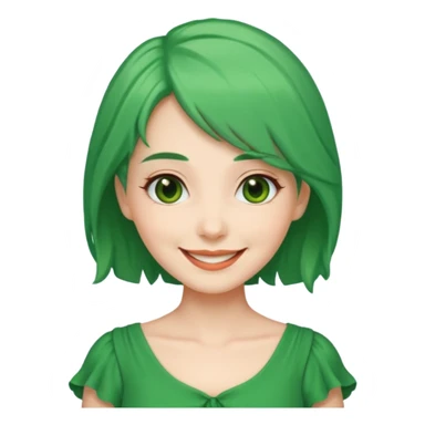 green dress old young lady, green hair. sticker