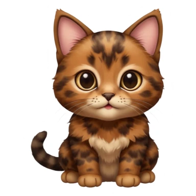 A high-resolution photo-realistic digital illustration of a brown tortoiseshell kitten, chest upward sticker