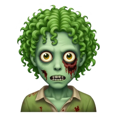 Zombie with green skin and curly hair  sticker