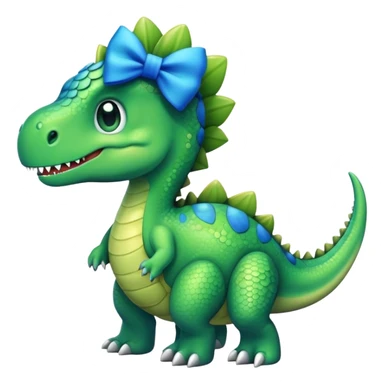 dino with a blue bow  sticker
