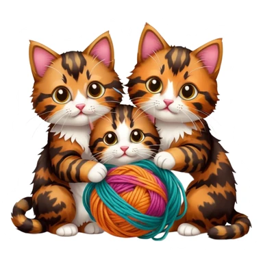 three kittens playing with ball of yarn sticker
