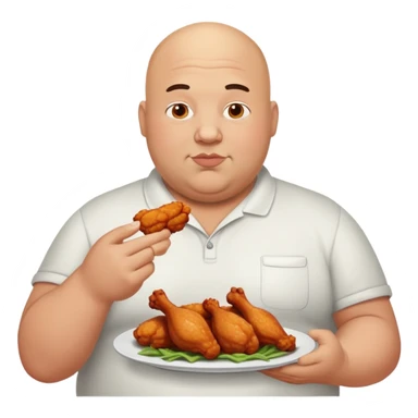 Fat bald man eating wings sticker