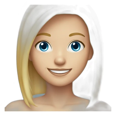 blonde girl bob hair with large grin blue eyes sticker