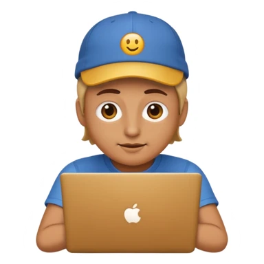 generate a person emoji with his laptop with cap too sticker