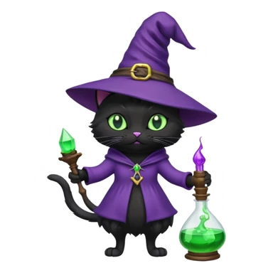 Purple witch cat full body with potion 🧪 sticker
