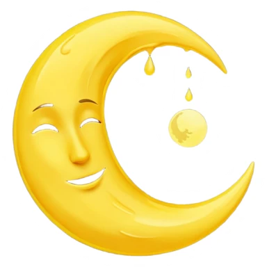 Melting waning crescent moon without any face and should in yellow colour sticker
