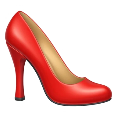Generate a high-quality 3D cartoon-style emoji of a red high-heeled shoe, realistic shading, smooth gradient colors, rounded and cute appearance, simple white background, high-resolution. sticker
