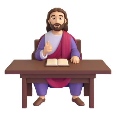 Jesus sitting at a table sticker