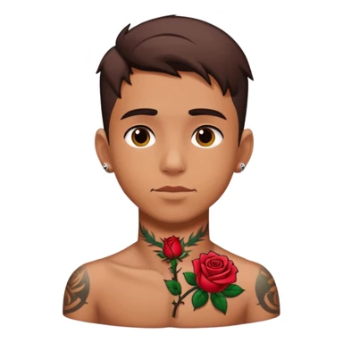 A boy with rose tattoo on his neck  sticker