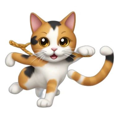 Calico cat hitting the whip dance sticker