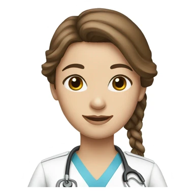 Nurse with long brown hair and blue eyes  sticker
