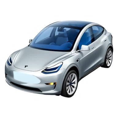 A Tesla Model Y parallel parking with a blue trajectory showing the planned path sticker