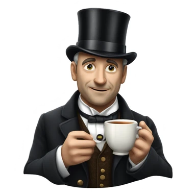 Photorealistic man A British gentleman in a monocle and a top hat with a cup of tea in his hand sticker