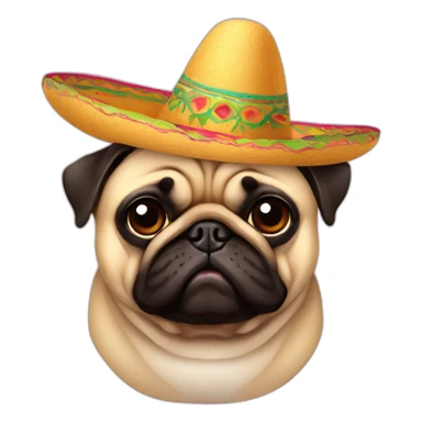 fat pug with sombrero sticker