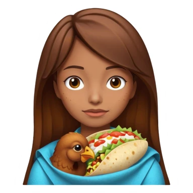 Girl with brown hair "resting chicken burrito face" sticker