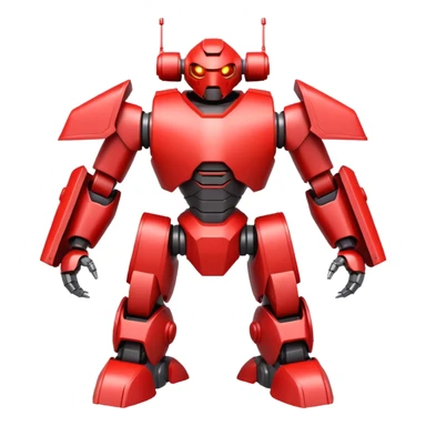 powerful battle robot, bulky armor, sharp edges, glowing red lights, large shoulder cannons, intimidating pose, 3D cartoon, mobile game icon style, clean background, no text, no watermark
 sticker