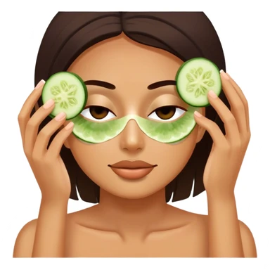 Spa day facial with cucumber slices covering eyes sticker