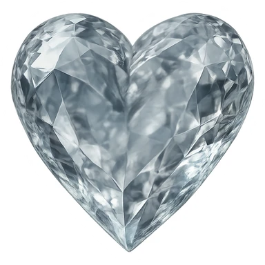 heart with a crystal clear texture, realistic digital art style, no background sticker