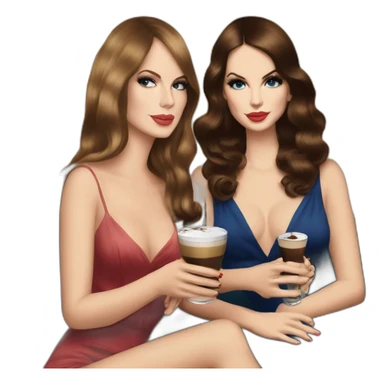 Lana del Rey & Taylor swift drinking espresso martini coco sticker