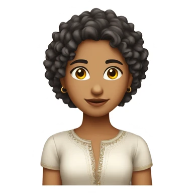 a curly hair girl. indian girl with western outfit. confident, stylish, independent sticker