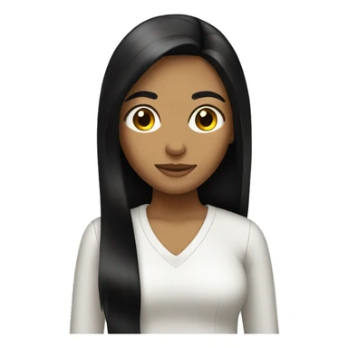 A tan girl with straight long black hair sticker