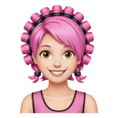 pink hair with hair rollers sticker