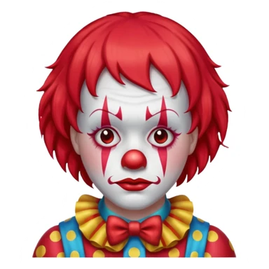 red glitter clown with the sad facial expression sticker