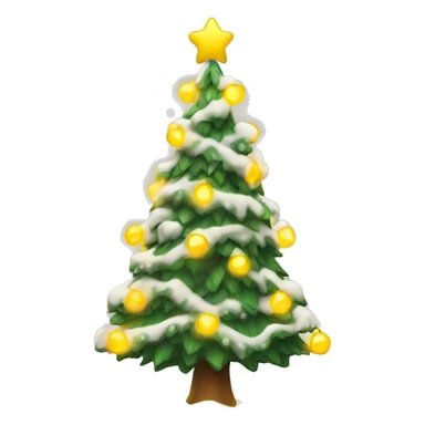 Christmas tree with snow on it and yellow lights sticker