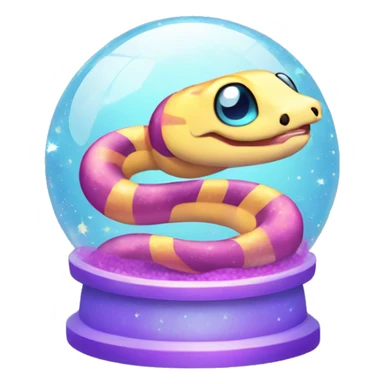 Kawaii colorful baby snake in a glitter globe sticker