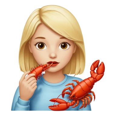 Blonde girl eating lobster  sticker