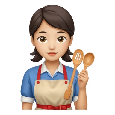 Korean woman wearing an apron sticker