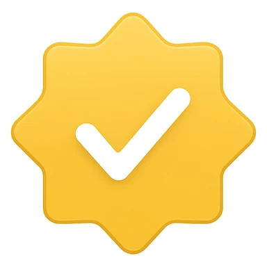 verified badge icon, checkmark in a star, bold and eye-catching sticker