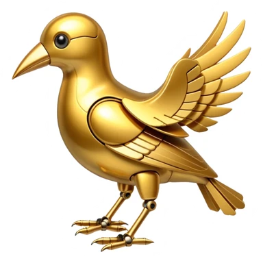 gold robotic bird sticker