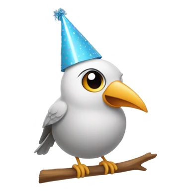 Bird wearing party hat sticker