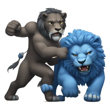 Blue lion fighting buffalo sticker