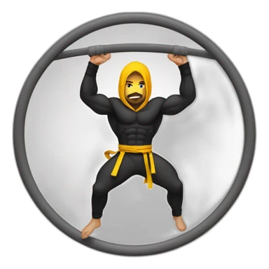 Ninja Warrior athlete of Middle Eastern descent, hanging from rings sticker