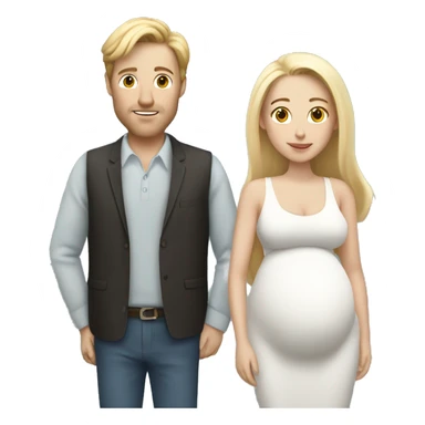 couple with white blonde man and white brunette smaller pregnant woman  sticker