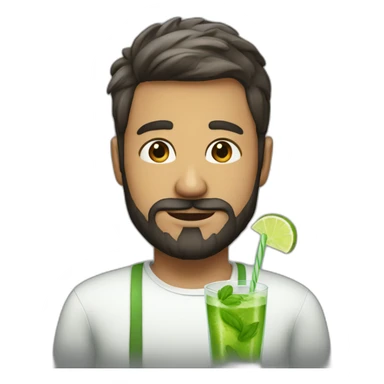 very short hair man with beard and with mojito sticker