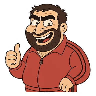 Recep İvedik Turkish comedy character funny face thick eyebrows beard red tracksuit expressive cartoon sticker