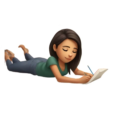 A girl lying on the floor and drawing in cozy atmosphere  sticker