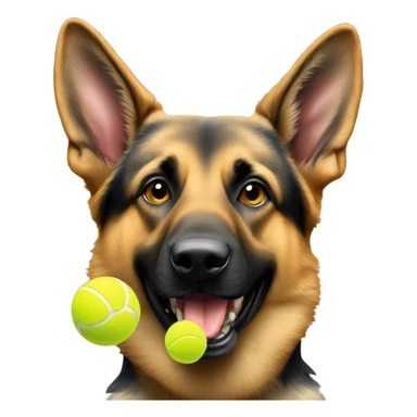 German shepherd with tennis ball in mouth sticker