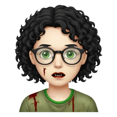 glasses zombie with black curly hair sticker