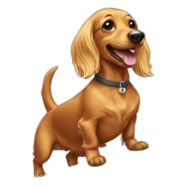 long haired blonde dachsund surfing sticker