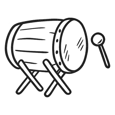 tung tung sahur, hand drawn black outline style, simple, clear lines sticker