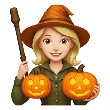 Woman Hunter With Jack o Lantern sticker