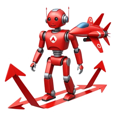 the robot moves along a path made of arrows sticker