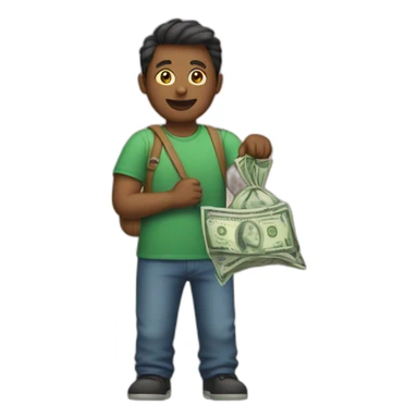 holding a bag of money sticker