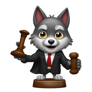 wolf  judge with gavel  sticker
