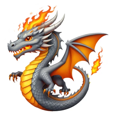 grey dragon breathing fire sticker
