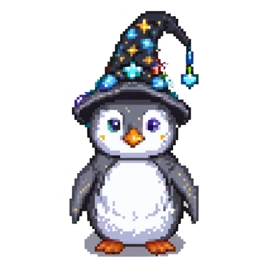 penguin wizard with a starry hat sticker